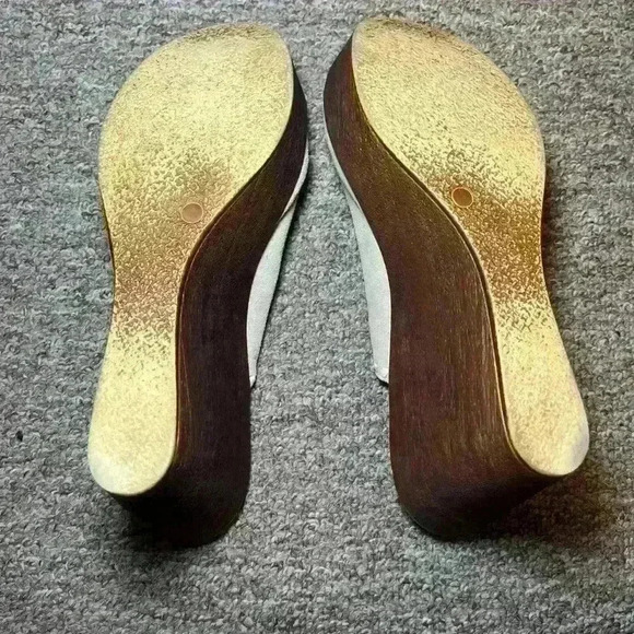 Mariella Women’s Leather Platform Wedge Beige Sandals Size 9.5 M Italian - Picture 5 of 6